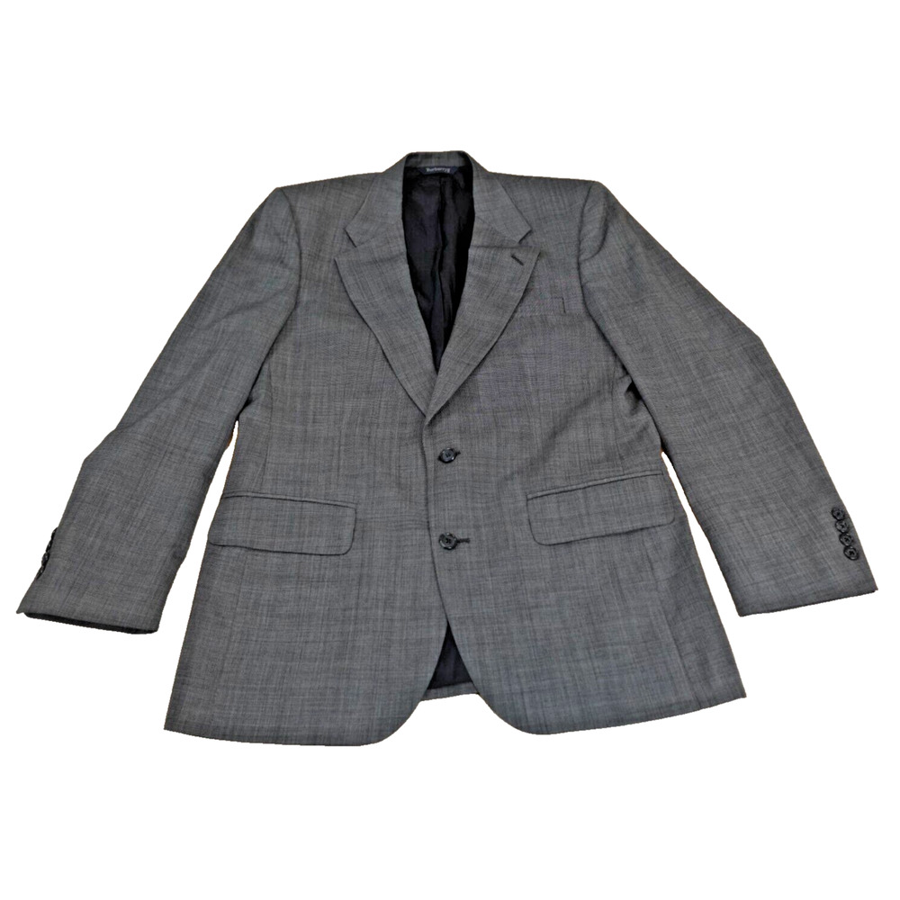 Burberry Men 38R Blazer Sports Coat Wool Two Button Single Breasted Gray VTG
